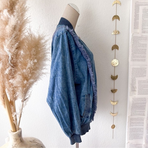 VINTAGE Marsha Sport Chambray Crochet Zip Up Bomber Jacket - Picture 10 of 16